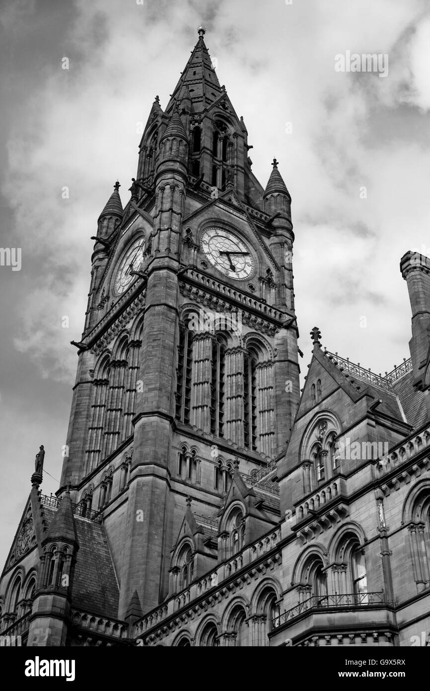 Manchester Town Hall in Black & White Stock Photo