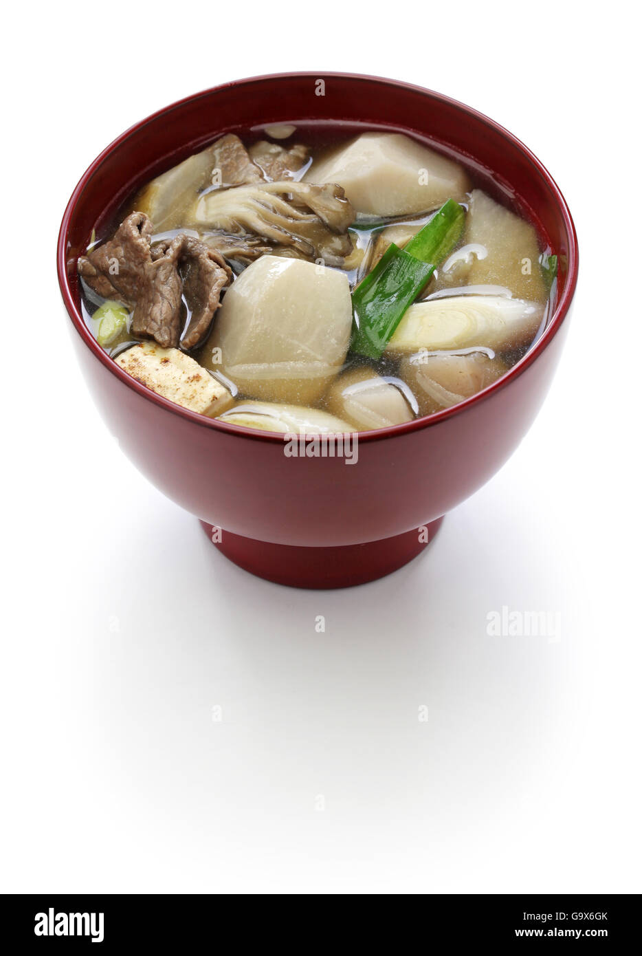 imoni, japanese hotpot cooking, taro potato and beef Stock Photo
