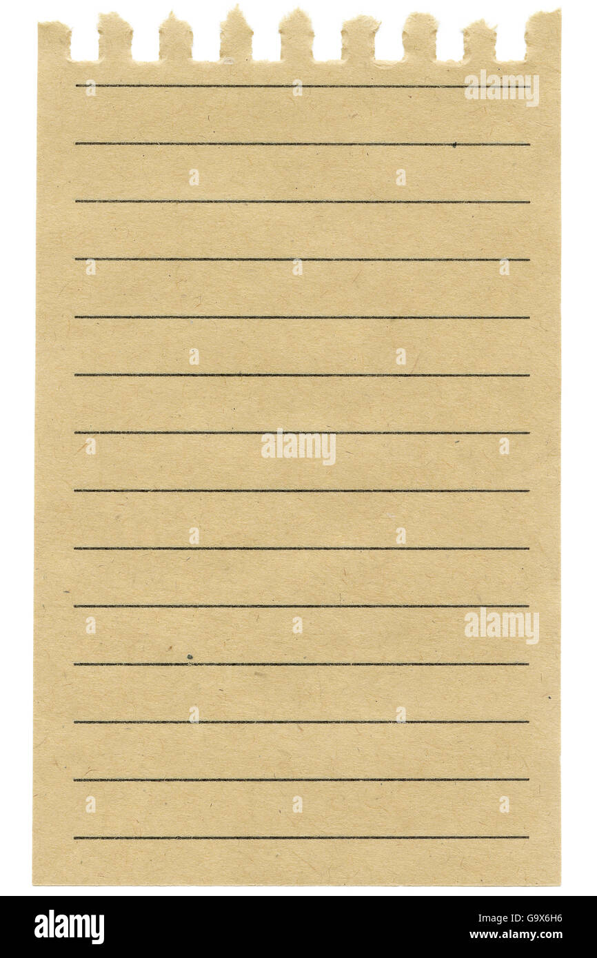 Recycled lined paper sheet isolated on white Stock Photo Alamy
