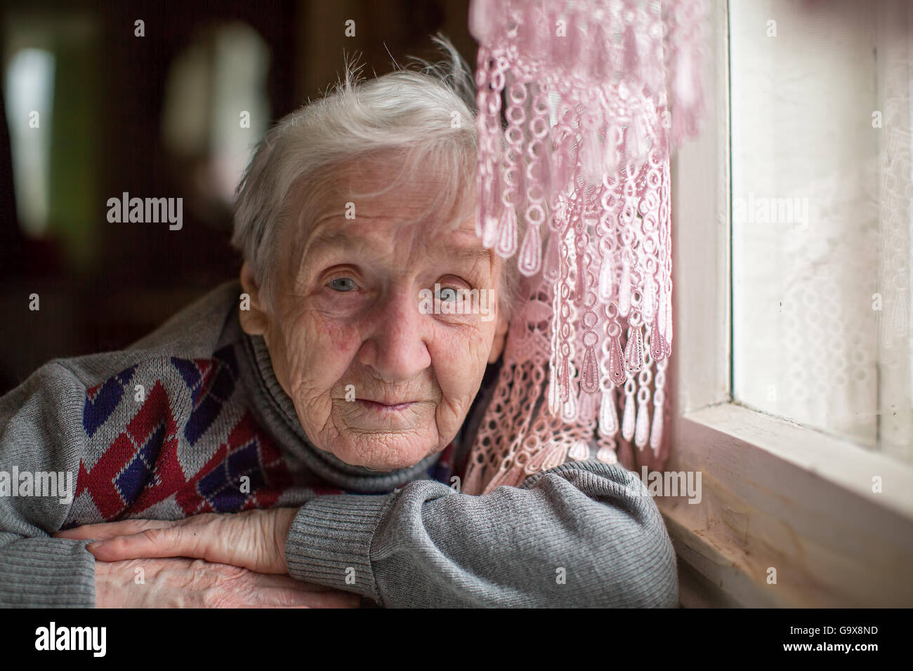 Closeup portrait of an elderly woman. Stock Photo