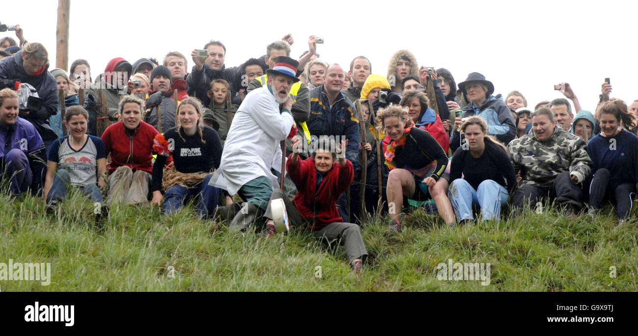 The ladies' race gets underway at the annual cheese chasing competition