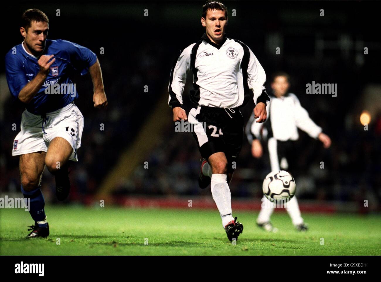 Torpedo Moscow's Konstantin Zyryanov under pressure from Ipswich Town's ...