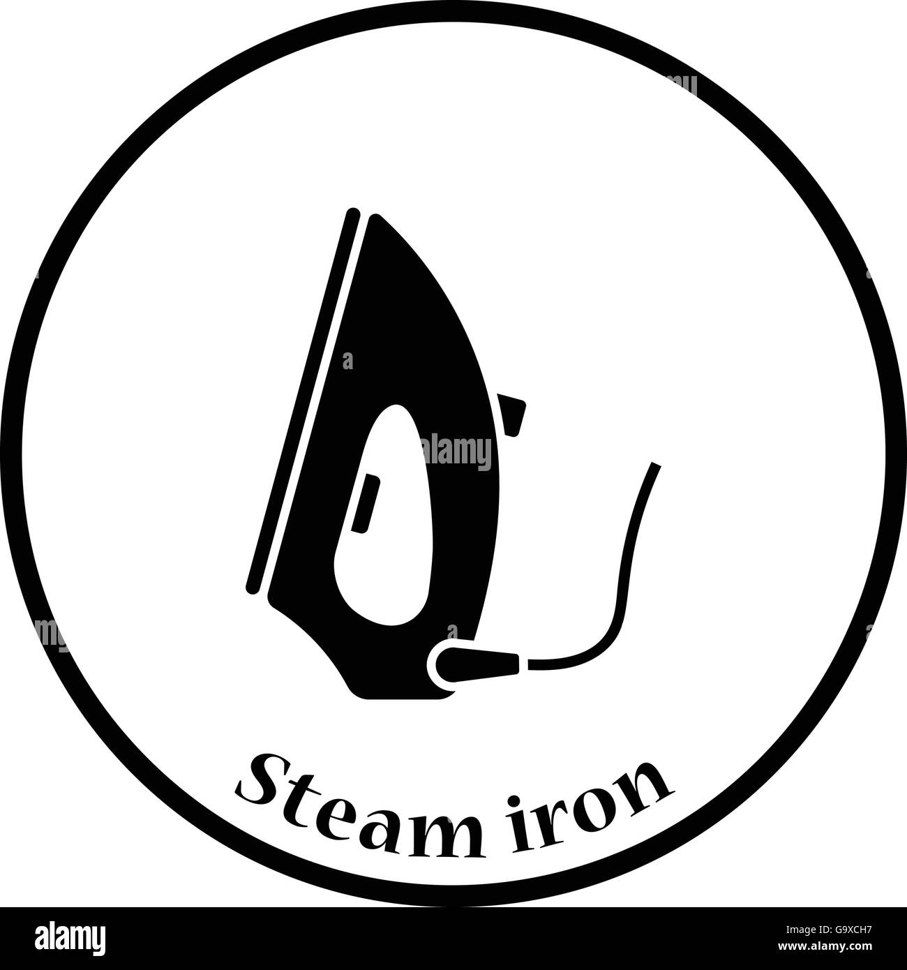 Steam iron icon. Thin circle design. Vector illustration Stock Vector