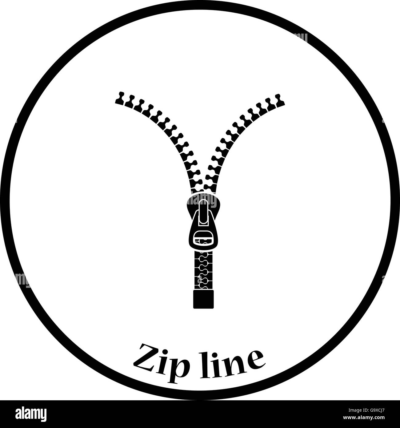 Sewing zip line icon. Thin circle design. Vector illustration Stock