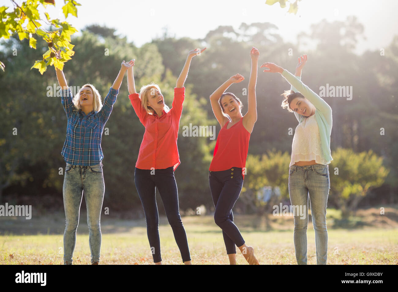 Group of friends having fun in park Stock Photo - Alamy