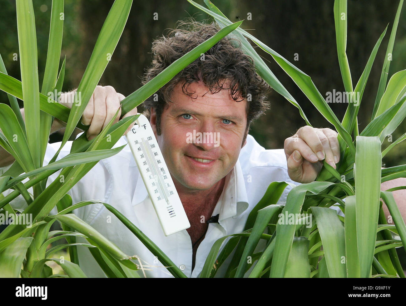 Previously unissued photo dated 04.04.2007 showing television gardener Diarmuid Gavin in a north London garden to helping to raise awareness amongst gardeners on how they can best help prevent climate change as part of the 'Know Your Compost' campaign. Stock Photo