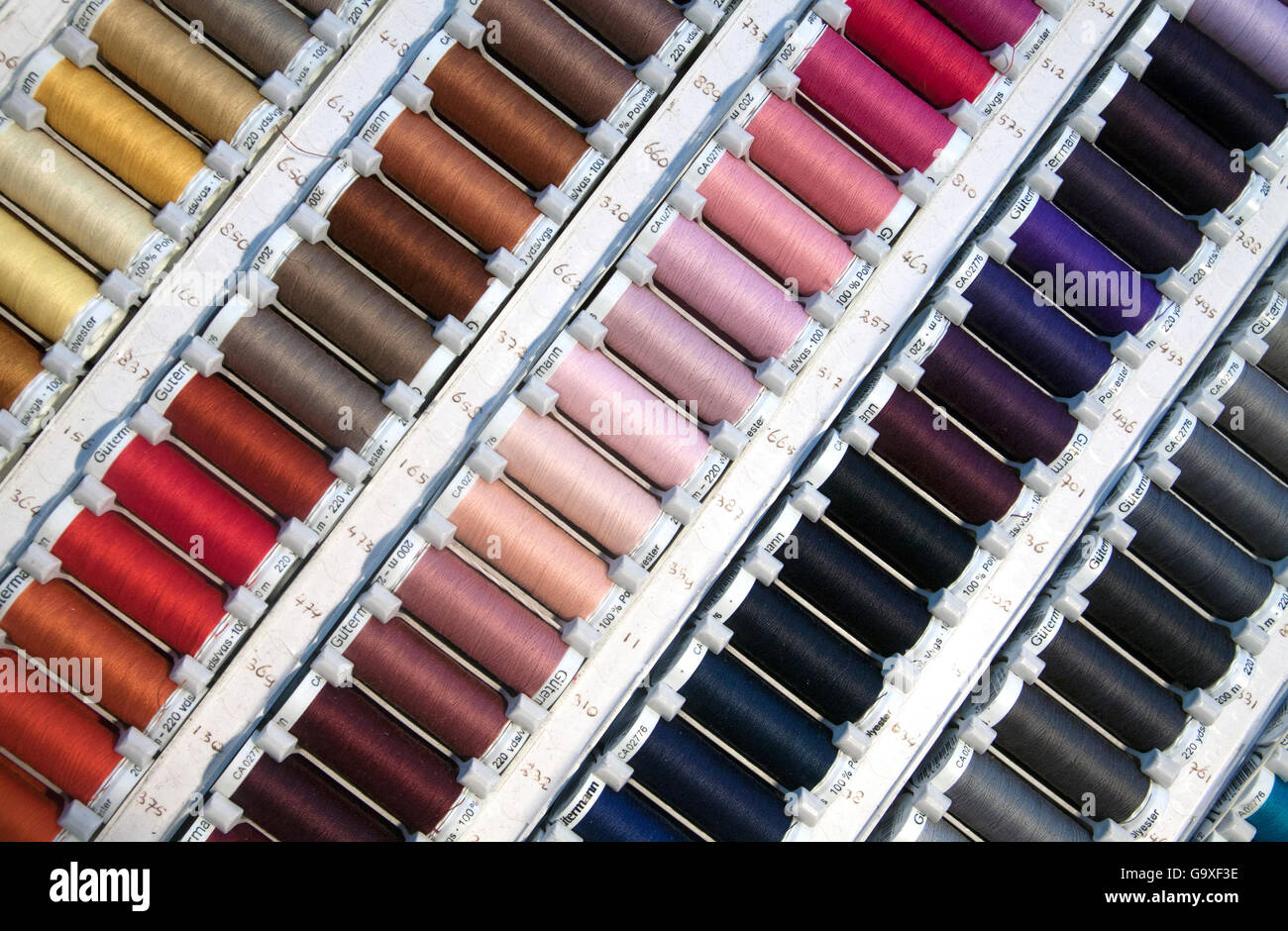 Spools of colored thread on the market Stock Photo - Alamy
