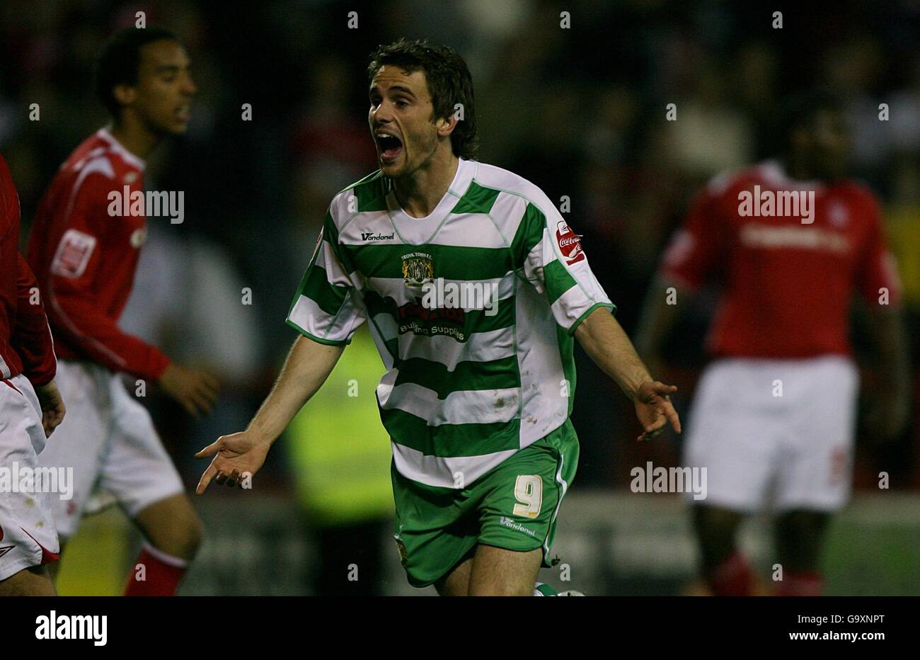 Yeovil Town's Arron Davies celebrates his goal to put his team ahead Stock Photo