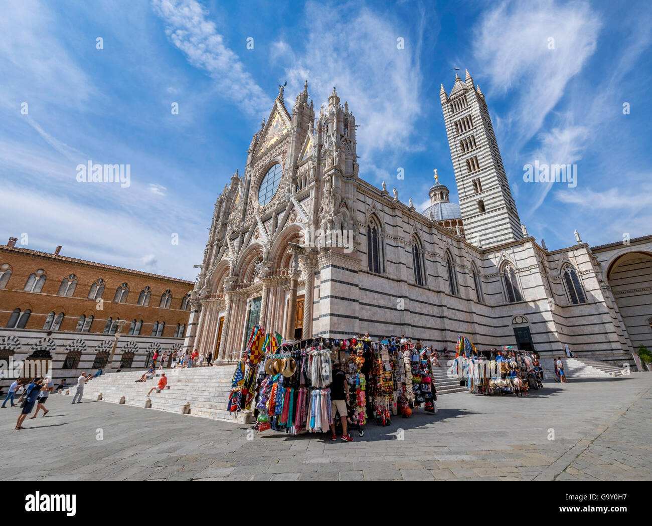 Siena Cathedral, Cattedrale di Santa Maria Assunta, in white and black marble, Old Town, Siena, Tuscany, Italy, Europe Stock Photo