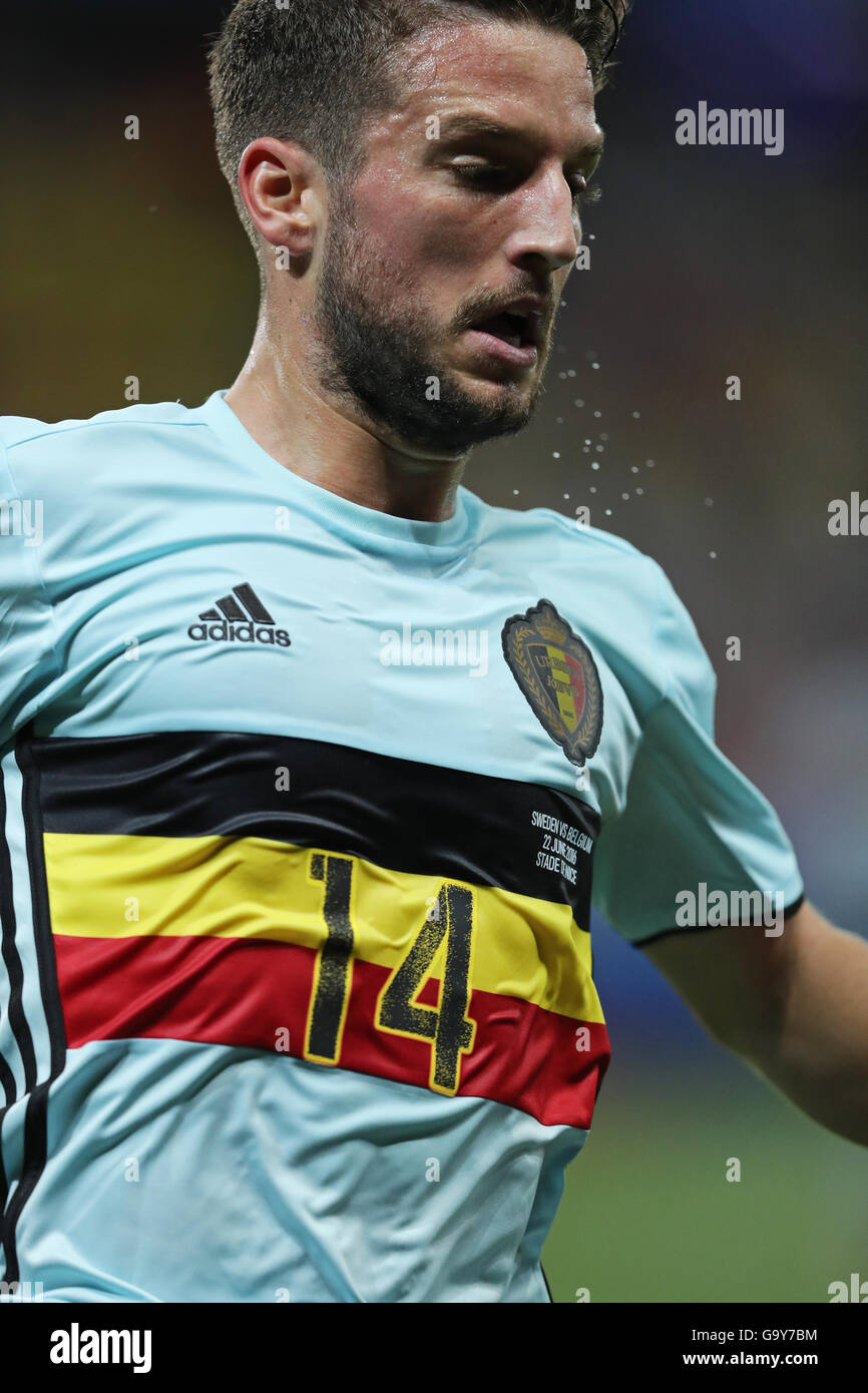 Portrait of Dries Mertens of Belgium during the UEFA EURO 2016 game against Sweden at Allianz Riviera Stade de Nice Stock Photo