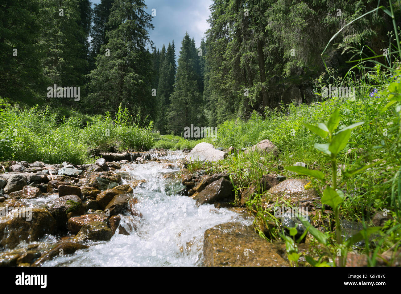 landscape river mountain and cloudy sky Stock Photo - Alamy