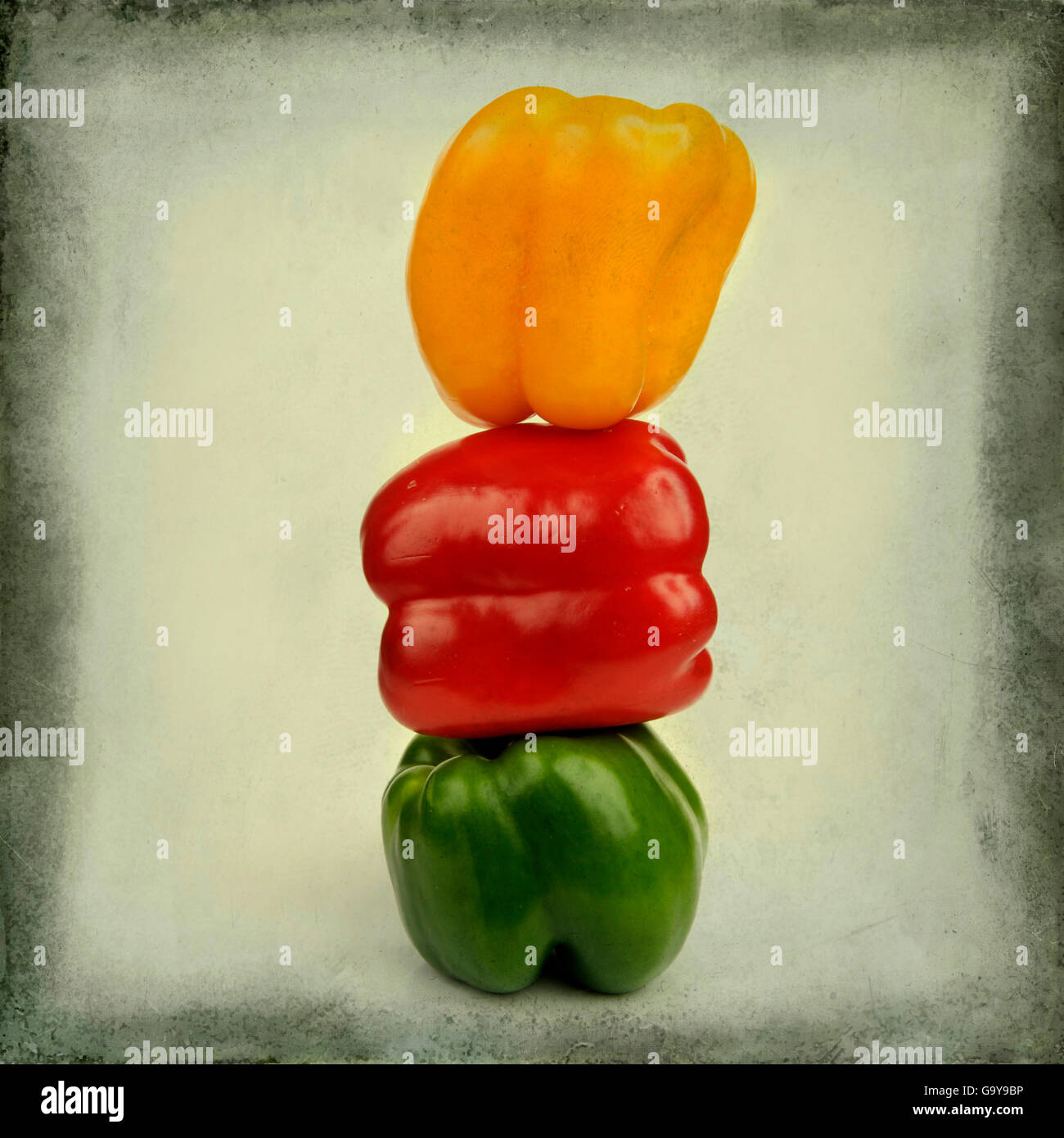 Yellow, red and green bell pepper Stock Photo