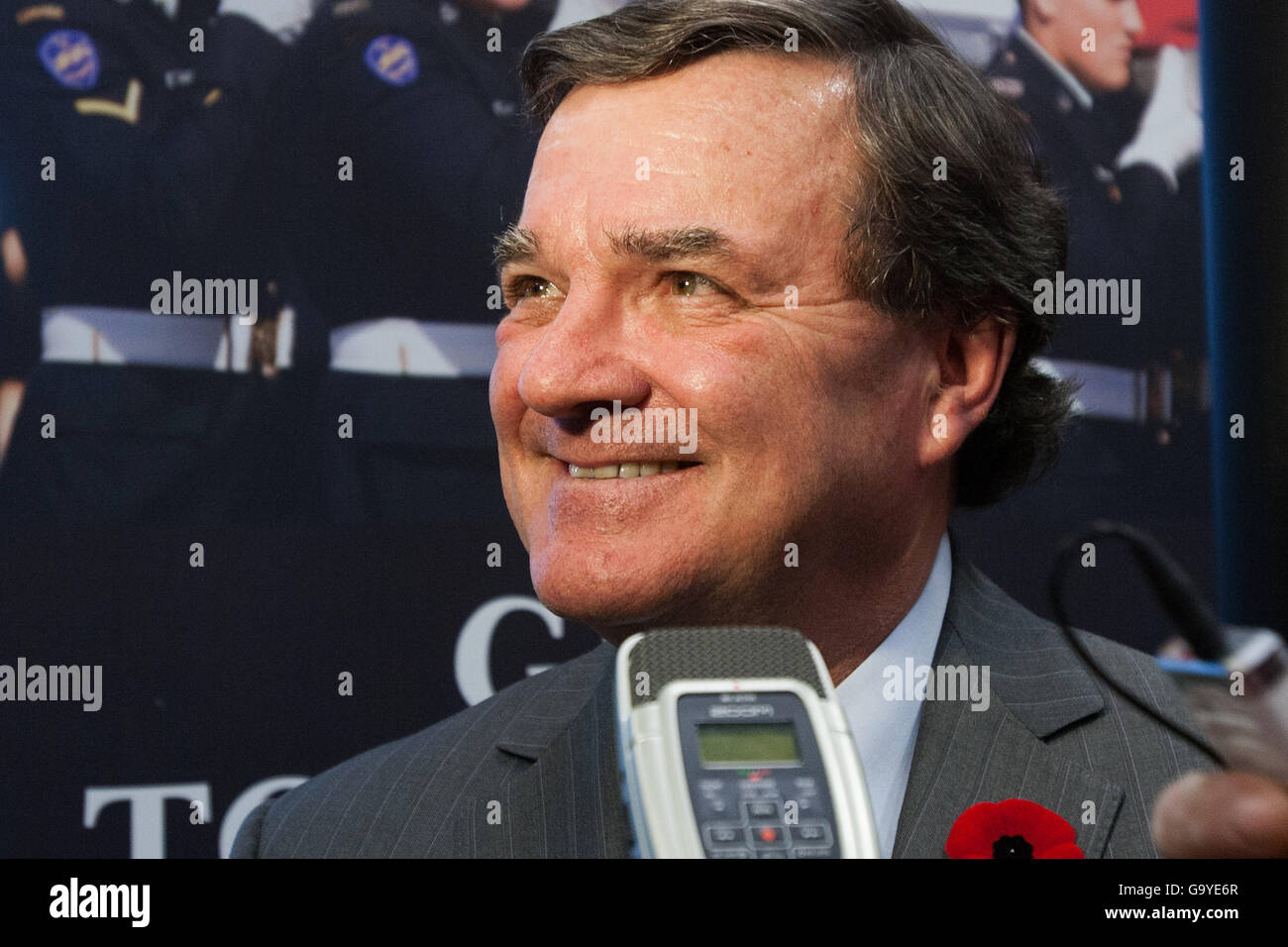 Quinte West, Ontario, Canada. 31st Oct, 2011. Finance Minister Jim Flaherty speaks during a press conference in Quinte West, Ont., on Oct. 31, 2011. © Lars Hagberg/ZUMA Wire/Alamy Live News Stock Photo