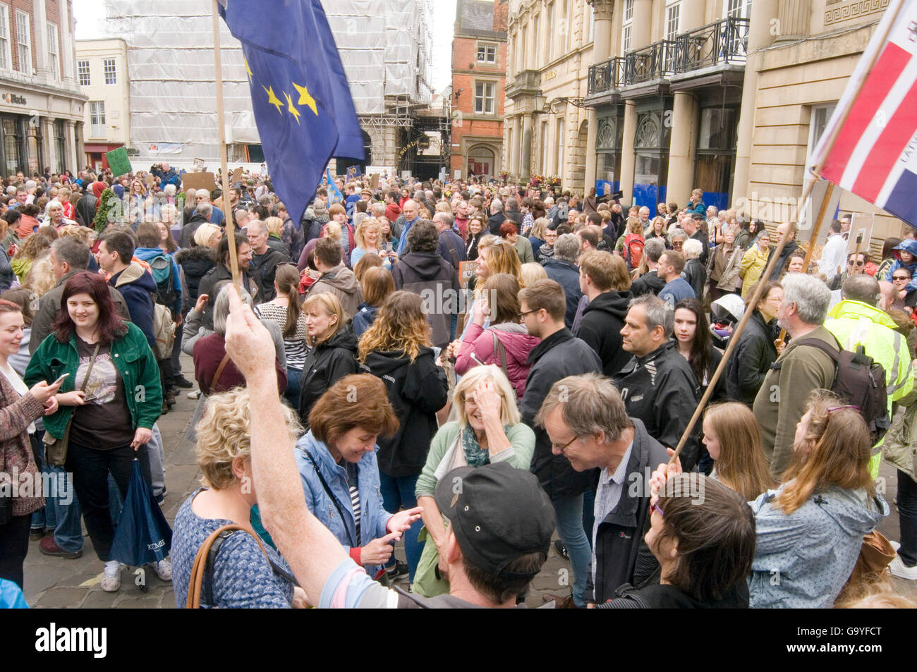 York, UK. 02nd July, 2016. Brexit Protest demonstration in York demonstrators demonstrating eu pro remain leave vote referendum public the right to peaceful protesting Credit:  picturesbyrob/Alamy Live News Stock Photo