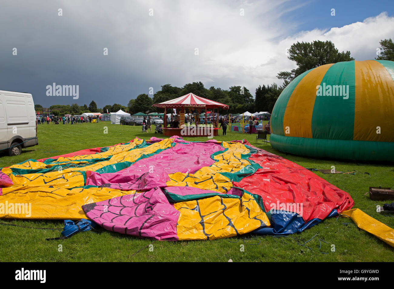 Biggin Hill,UK,2nd July 2016,Bouncy castles had to be taken down due to