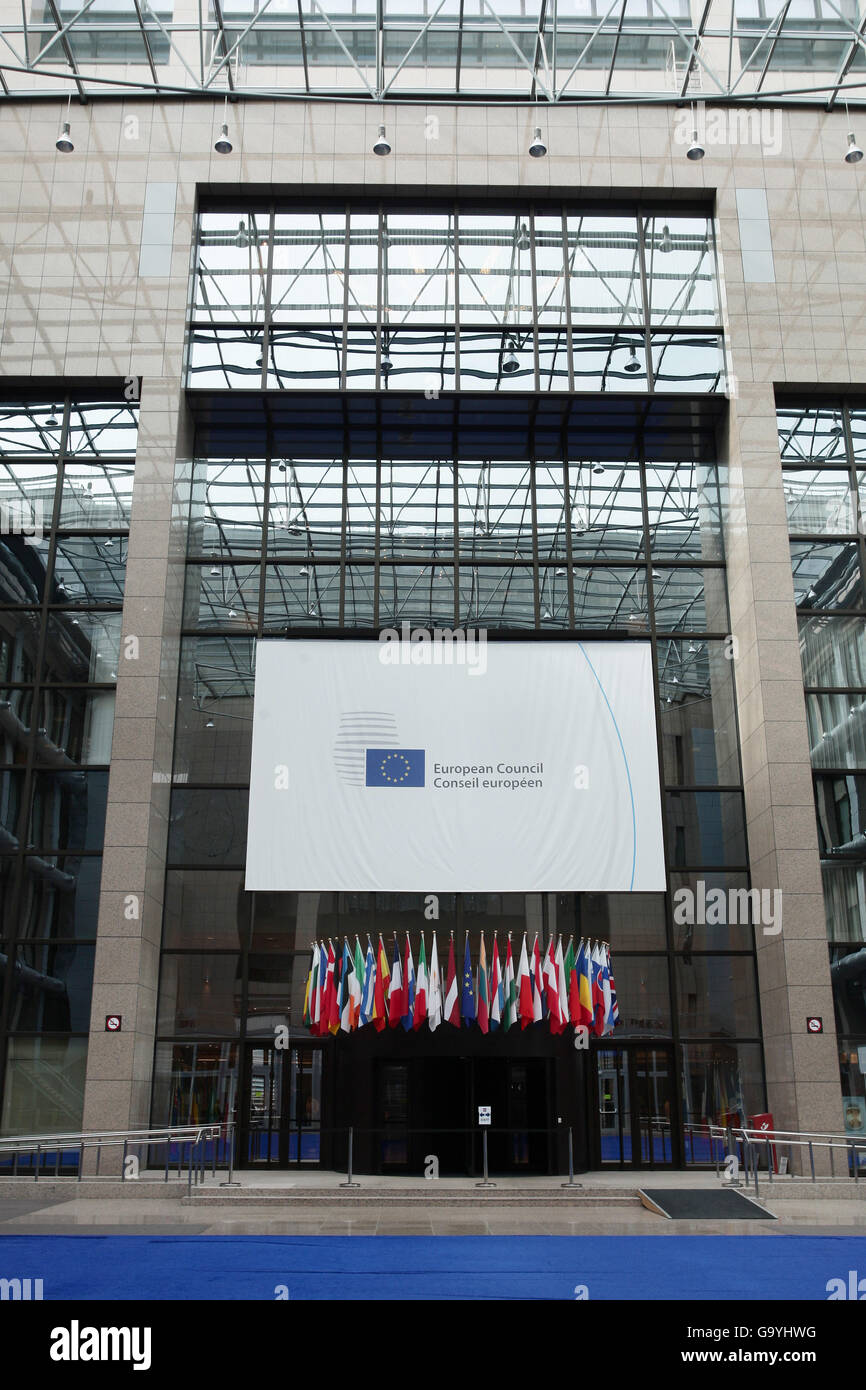 Brussels,Belgium 04/07/2016 European Council building Headquarters European meetings. Stock Photo