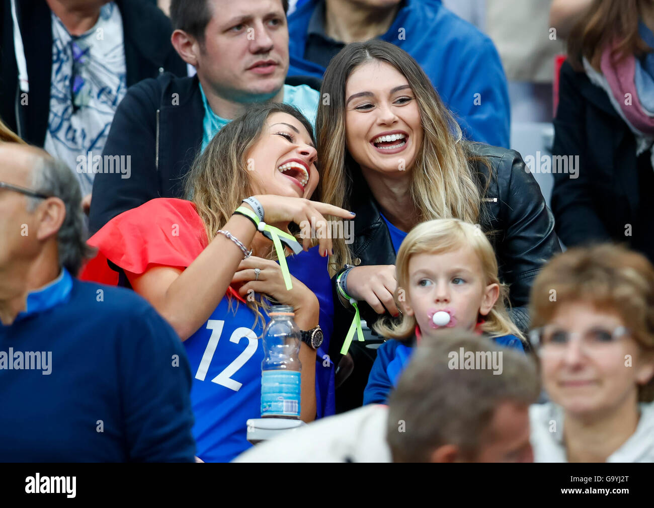 Morgan Schneiderlin of France's girlfriend Camille Sold during the