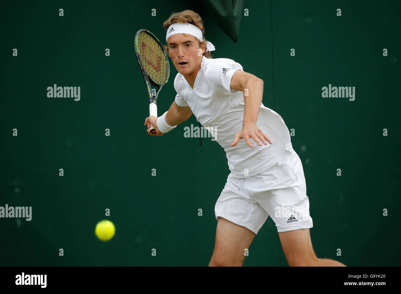Wimbledon, London, Uk. 4th July 2016. Stefanos Tsitsipas ...