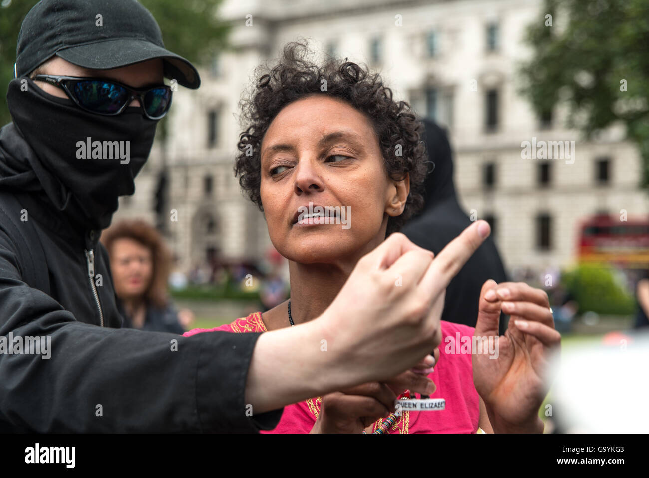 London, UK. 4th July, 2016. Anti-fascist demonstration at Parliament Square, Westminster, London - GB - Credit:  Alberto Pezzali/Alamy Live News Stock Photo