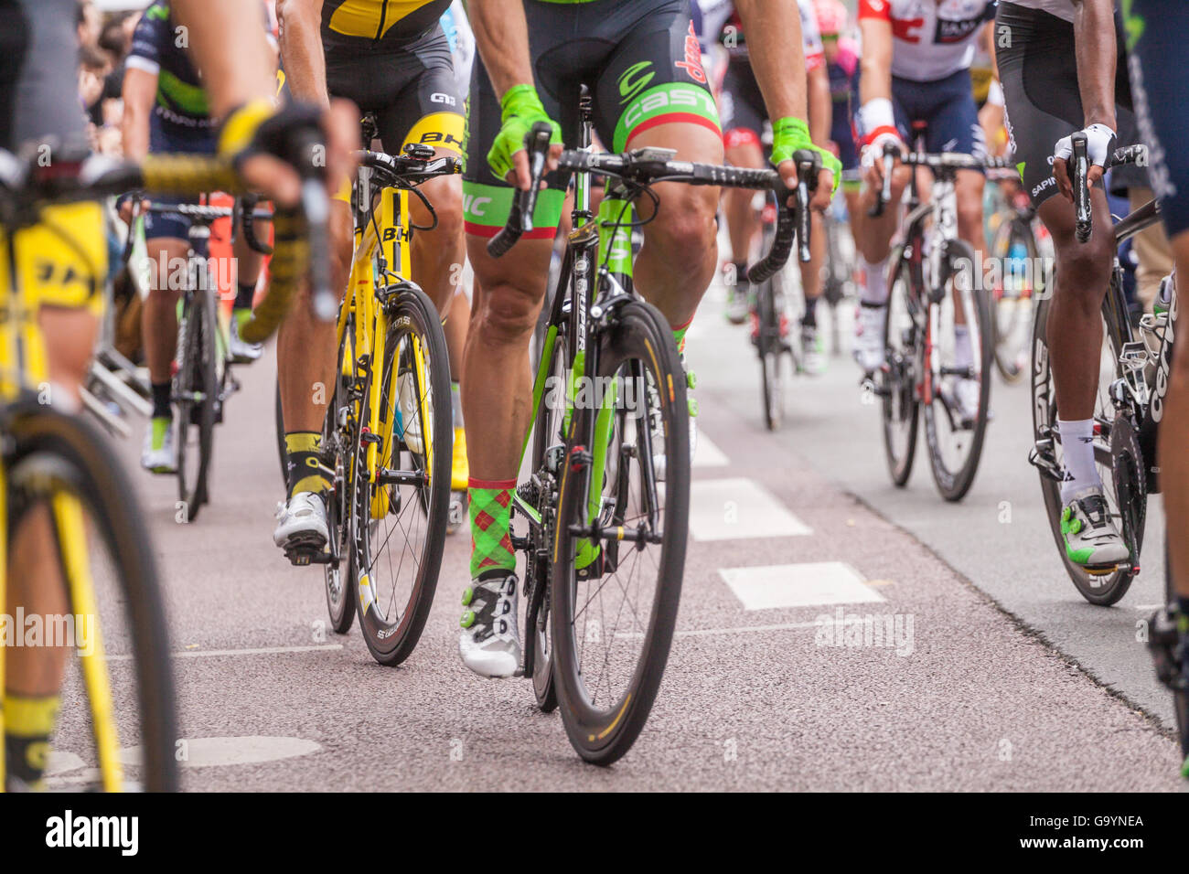 Angers, France. 4th Jul, 2016. Cyclists at the end of stage 3 of the 103rd edition of the Tour de France in Angers, France. Credit:  Julian Elliott/Alamy Live News Stock Photo