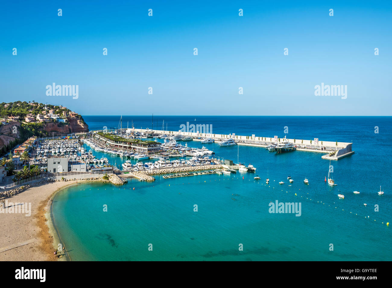 Marina of Port Adriano designed by Philippe Starck, El Toro, Majorca, Spain, Europe Stock Photo