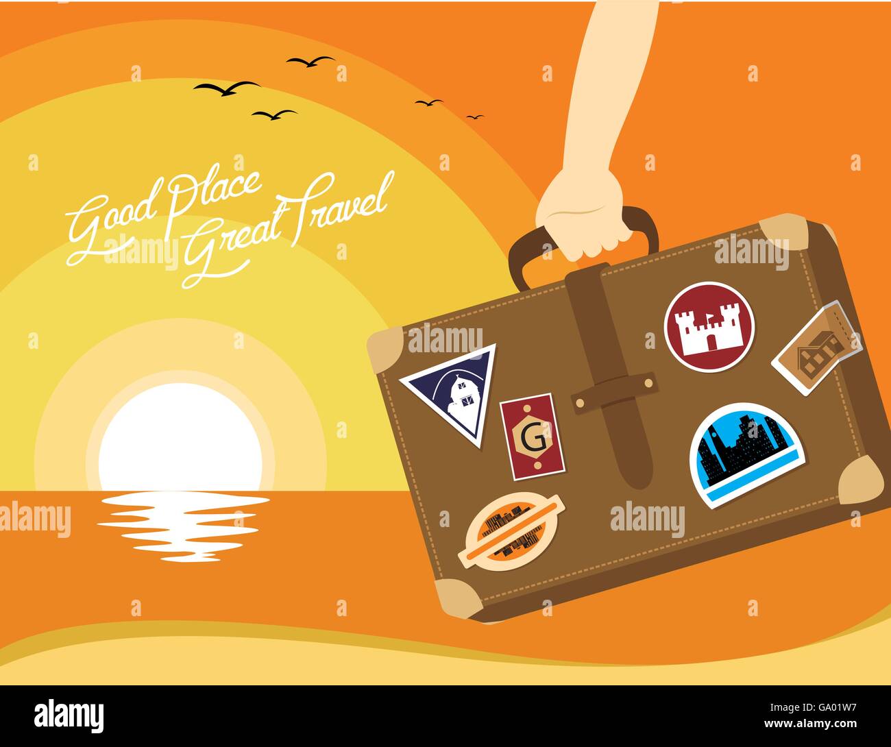 good places great  travel around the world illustration vector Stock Vector