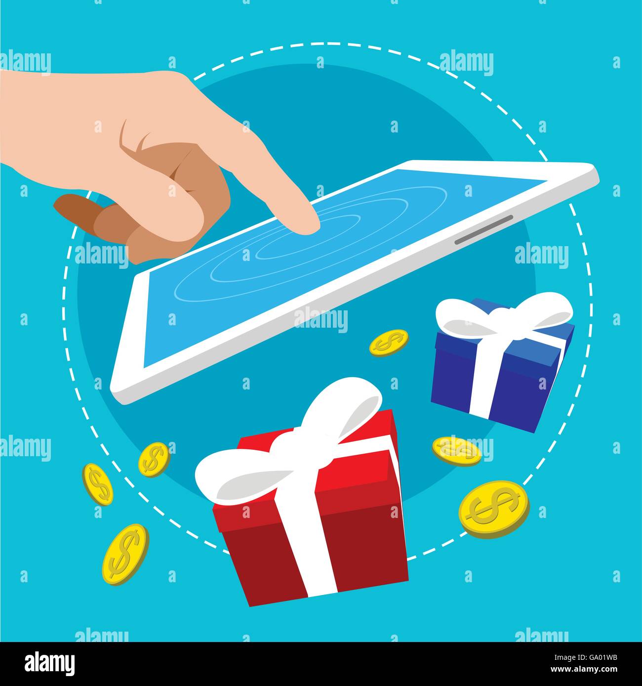 touch application bonus reward flat design illustration Stock Vector ...
