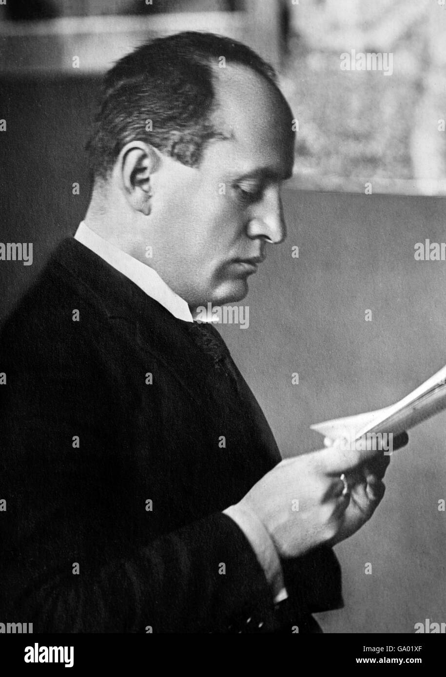 Mussolini. Portrait of Benito Amilcare Andrea Mussolini (1883-1945), the Italian fascist dictator. Photo from Bain News Service, c.1922 Stock Photo