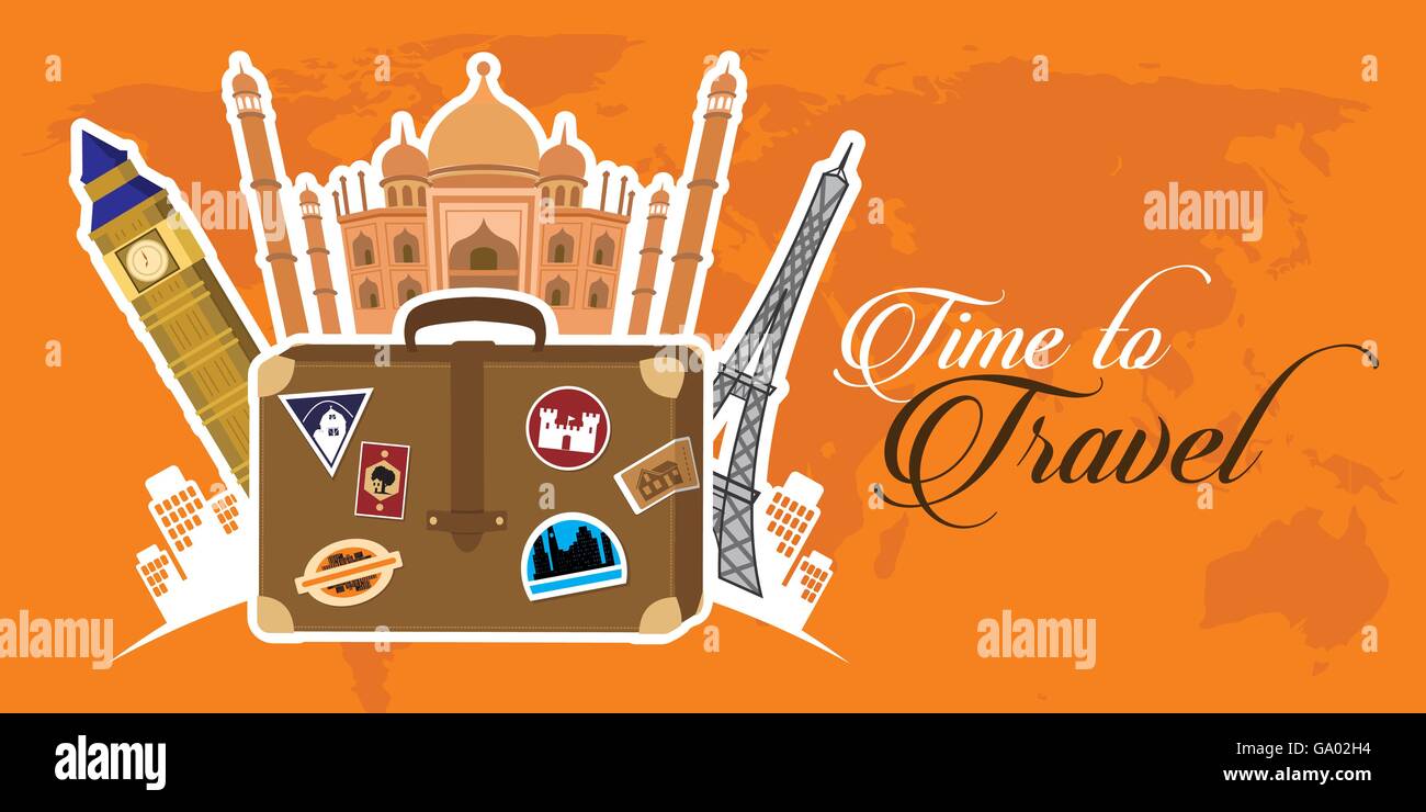 travel around the world illustration vector concept Stock Vector