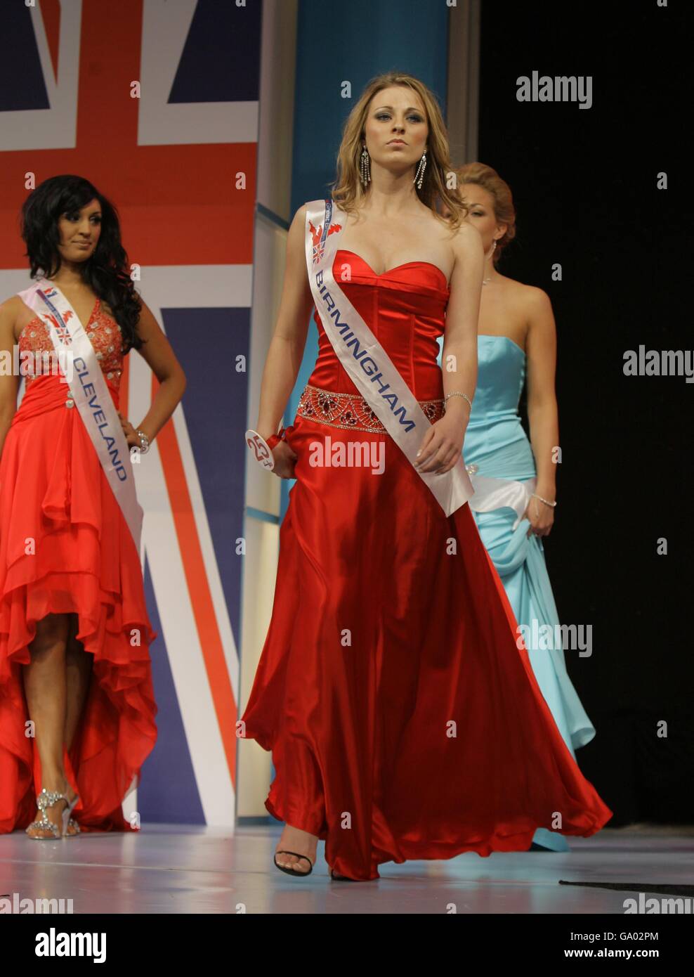 Sophie Wilson, Miss Birmingham, one of the contestants during the Grand Final of Miss Great Britain held at Grosvenor House hotel in central London. Stock Photo