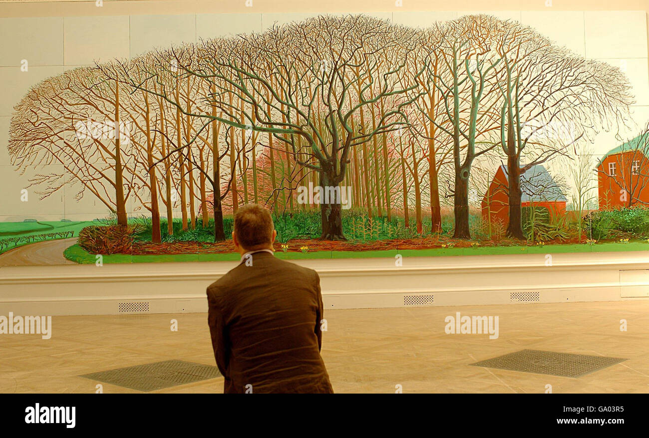 World famous bradford artist david hockney unveils bigger trees