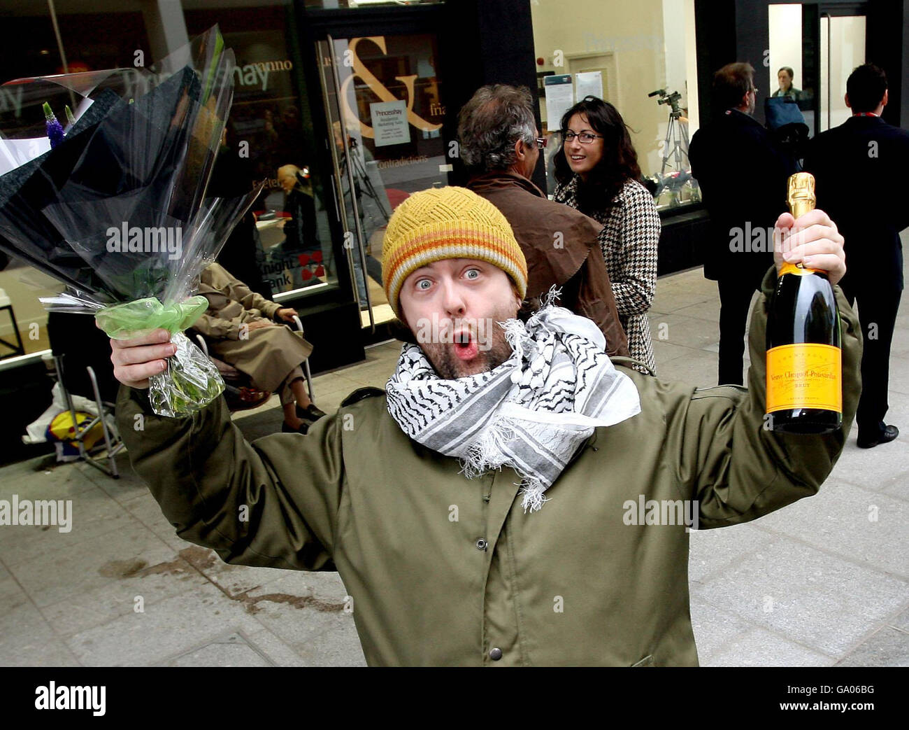 Tent dweller bags first home Stock Photo Alamy