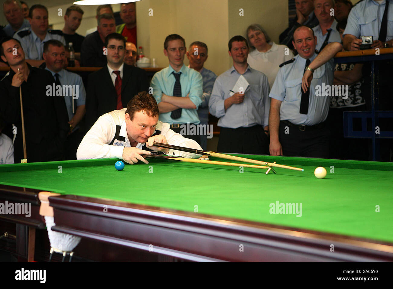 Snooker Player Jimmy White playing an exhibition match at Mountjoy Prison in Dublin against staff and some prisoners in aid of the Special Olympics Charity Ireland. Stock Photo