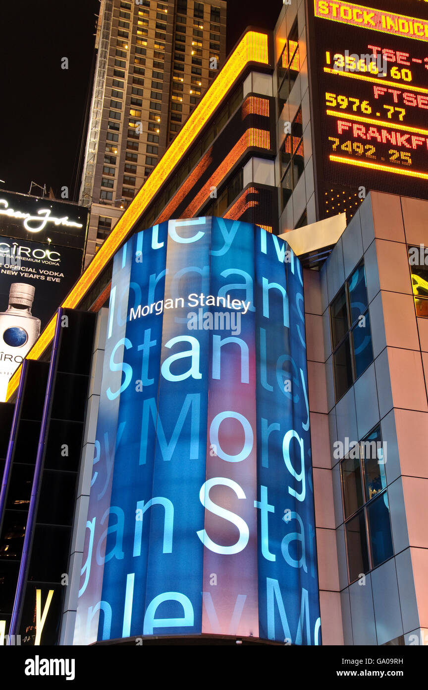 Morgan Stanley building, Times Square, 42nd Street, New York City, New York, USA Stock Photo