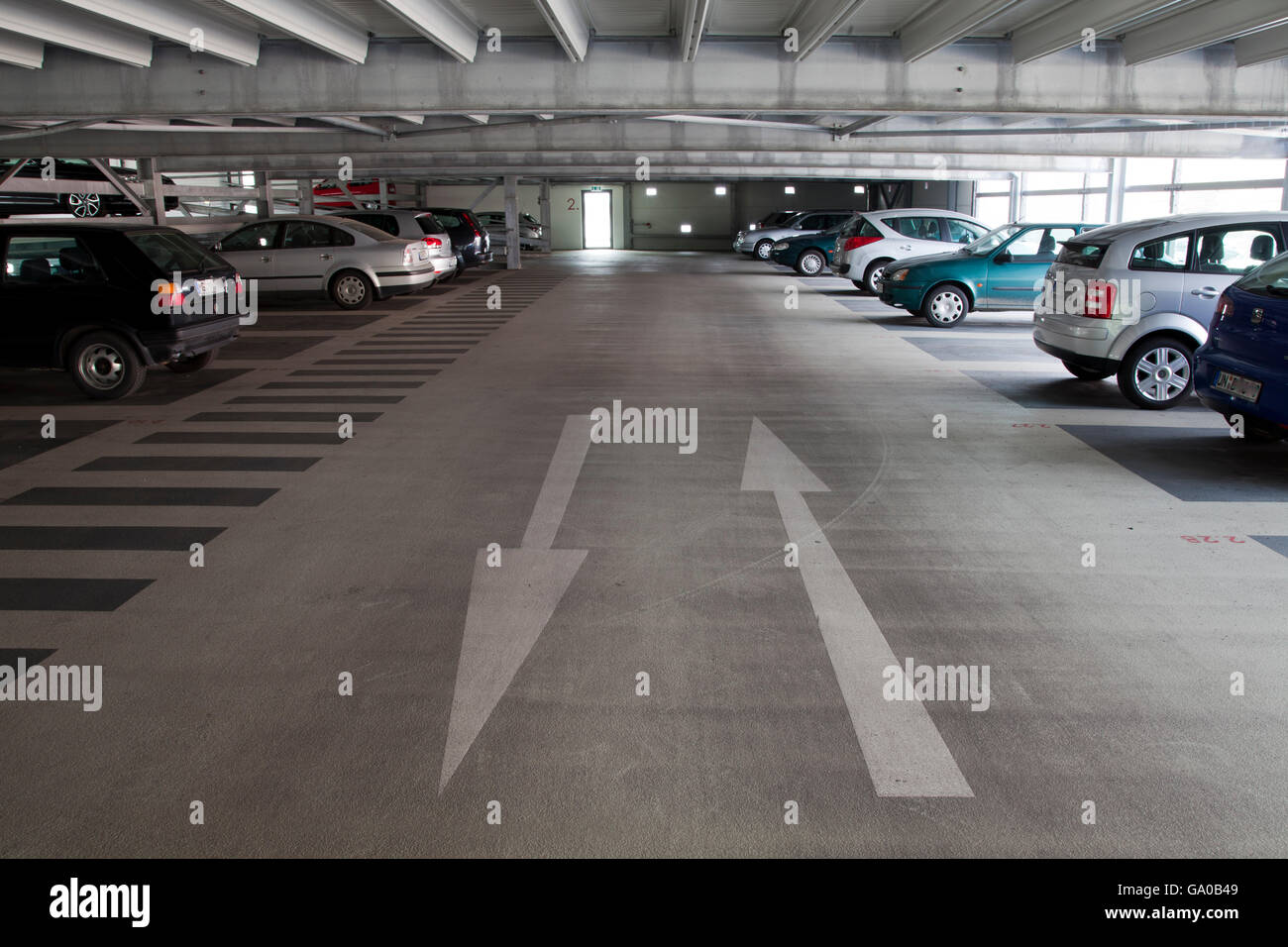 Directional Arrows In The Parking Garage Kamen Ruhrgebiet Area
