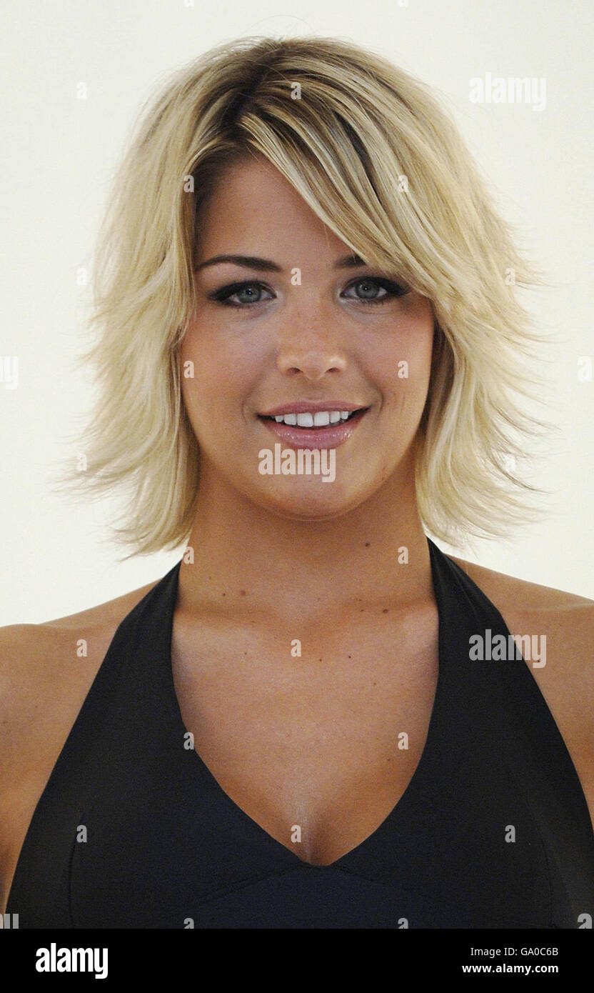 Gemma Atkinson gears up as the female face of the 2007 F1 Santander British Grand Prix, during a photocall at Plough Studios in central London. Stock Photo