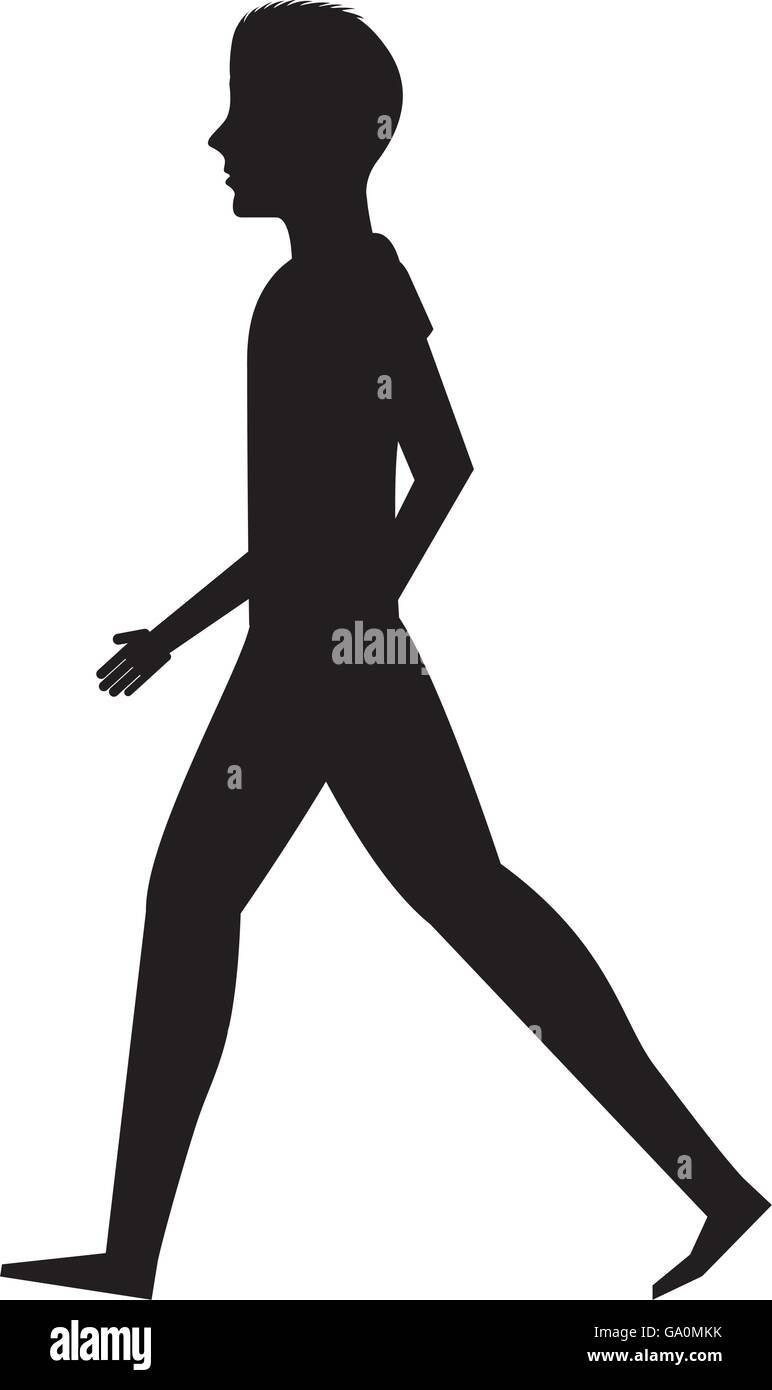 silhouette young man walking isolated icon design Stock Vector Image ...