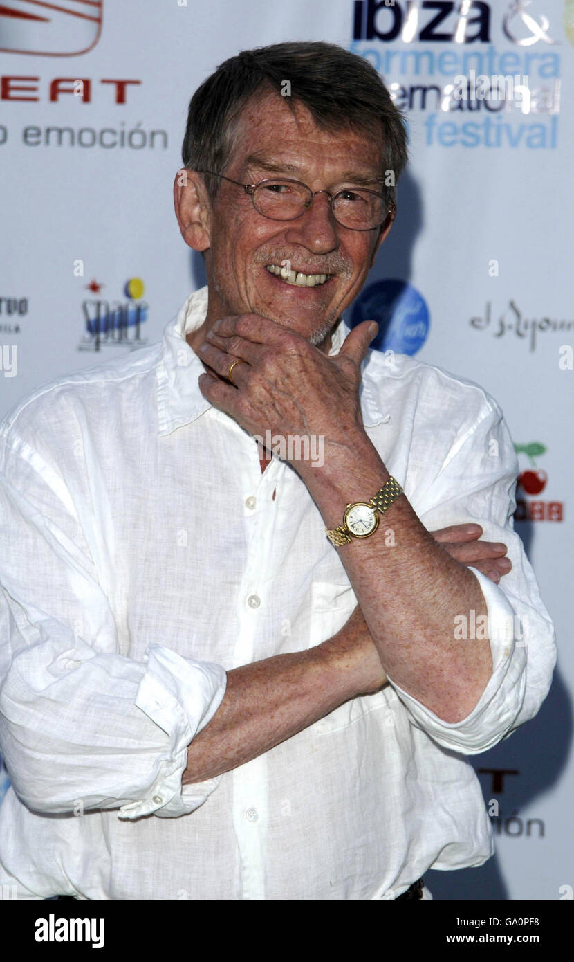 Actor John Hurt arrives at Atzaro, a converted century-old farmhouse in the middle of Ibiza, which played host to the inaugural Ibiza Film Festival's first evening. Stock Photo