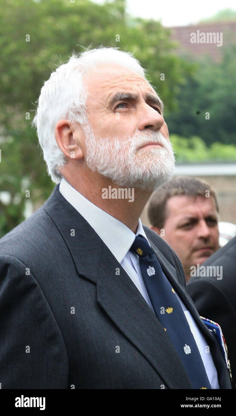Captain Bill Wolworth from the Royal Fleet Auxilliary looks up during a