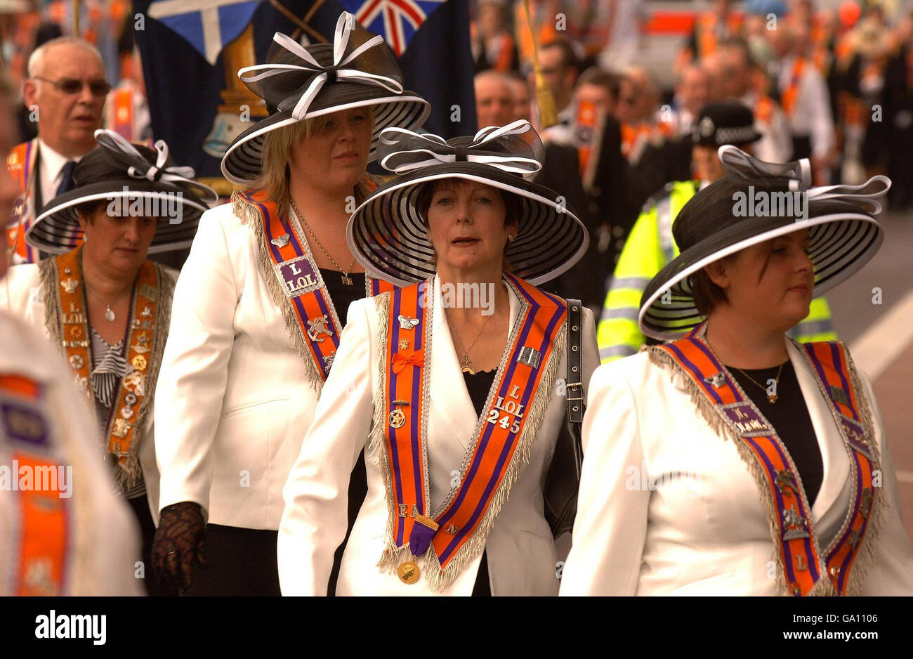 Members of the orange order march through central london hires stock