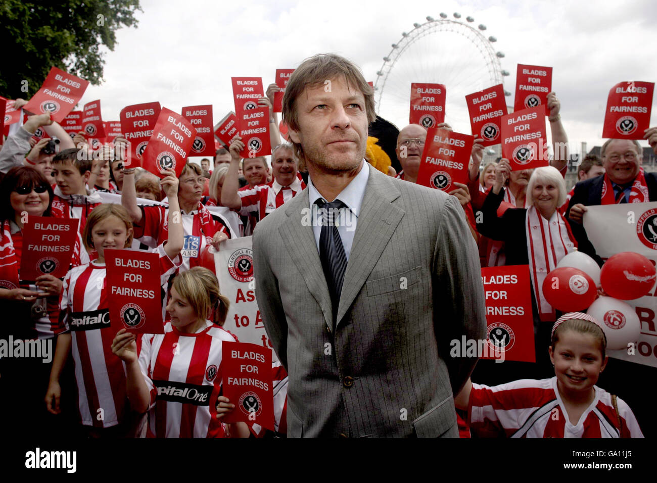 Soccer Sheffield United Sean Bean leads fans to Westminster. Hollywood actor Sean Bean