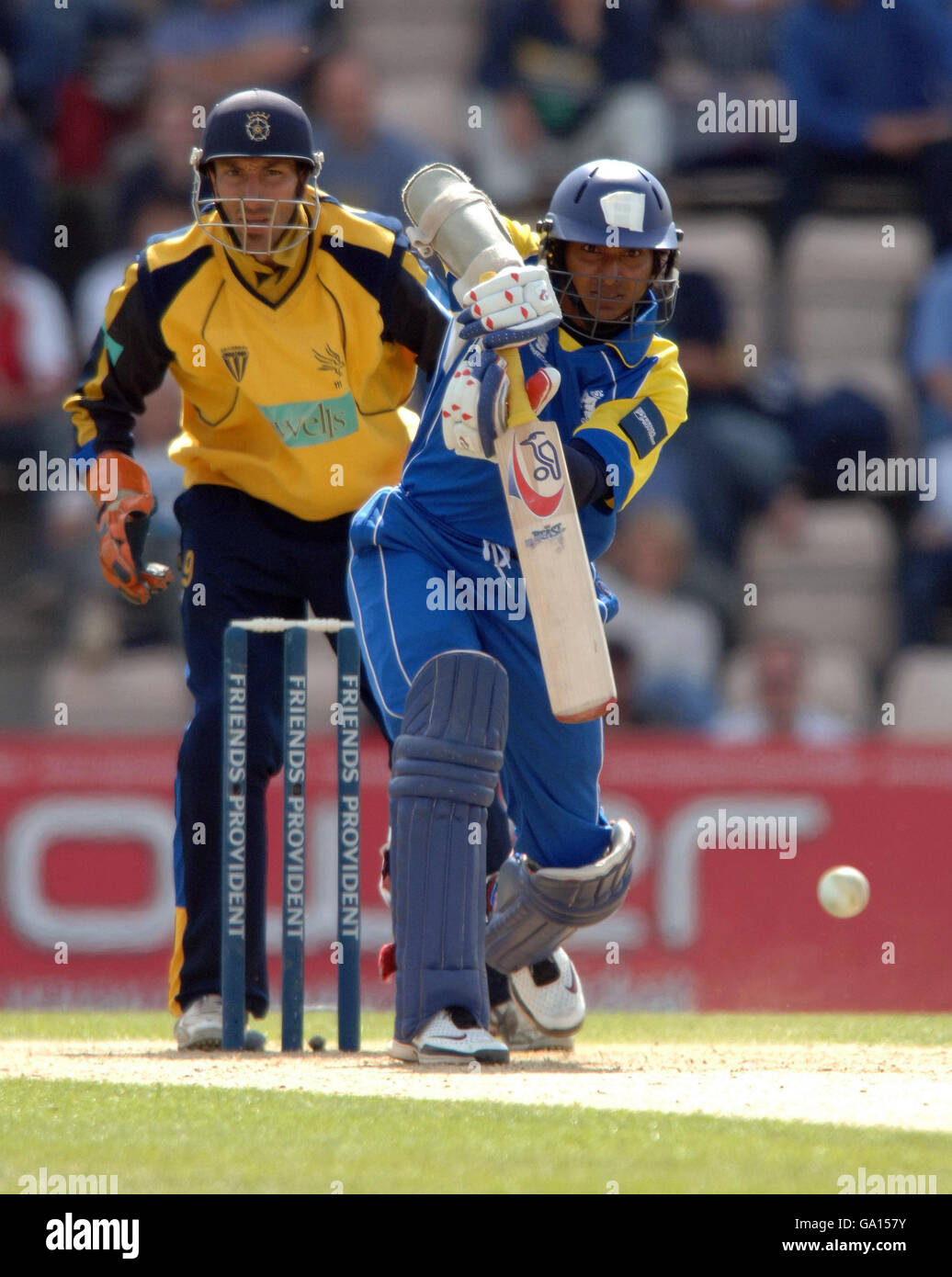 Warwickshire's Kumar Sangakkara in action during the Friends Provident Trophy Semi-Final match at The Rose Bowl, Southampton. Stock Photo