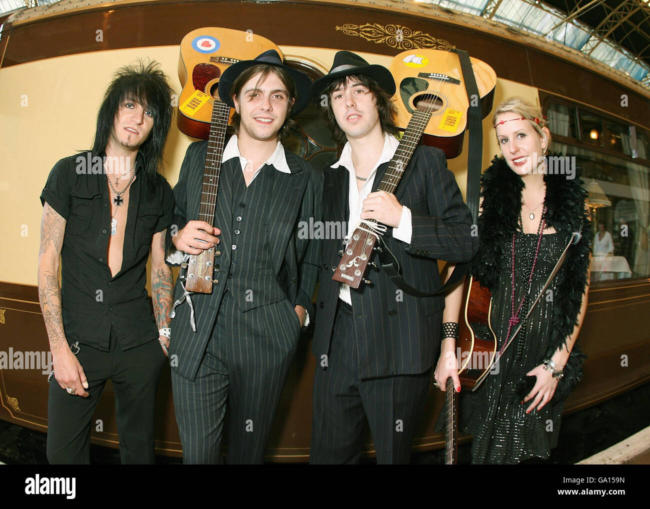 The Krak live on the Orient Express - London. The Krak become the first band ever to perform on the legendary British Pullman Orient Express, London. Stock Photo