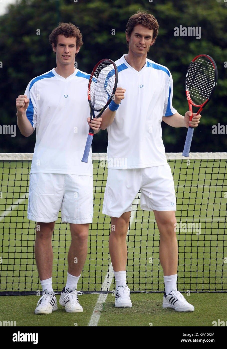 Andy Murray with a wax work of himself during the Boodles Legends Tennis Classic at De Vere Mottram Hotel, Mottram St Andrew, Prestbury. Stock Photo