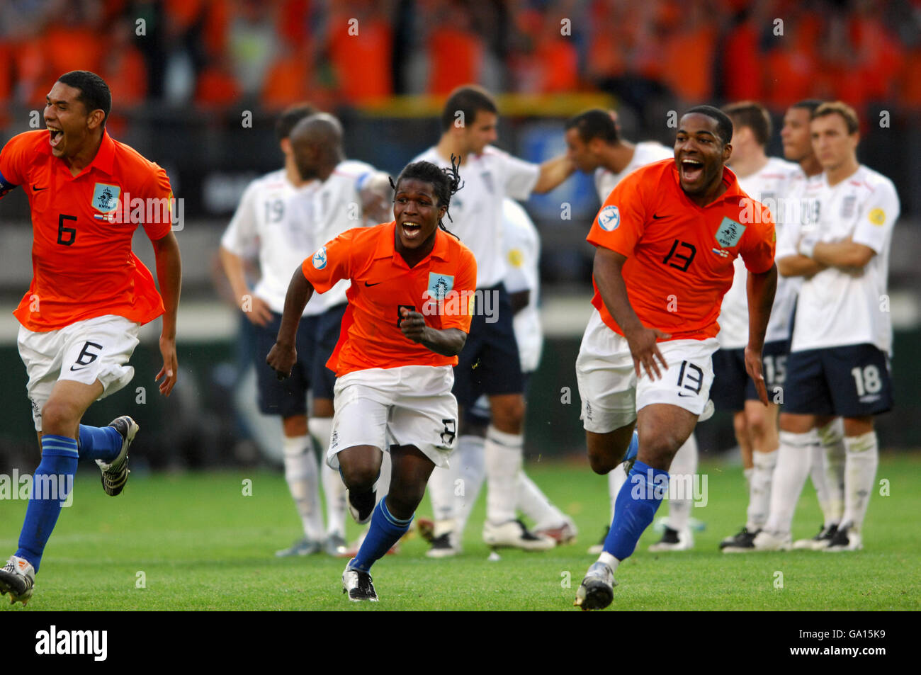 Holland's Royston Drenthe and Maceo Rigters lead the celebrations at ...