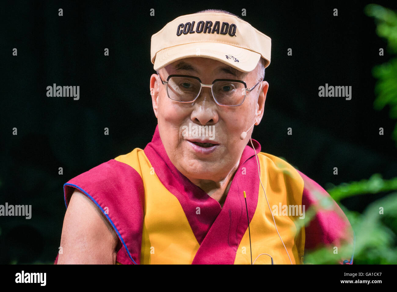 His Holiness the 14th Dalai Lama visits the University of Colorado in Boulder, Colorado Stock Photo