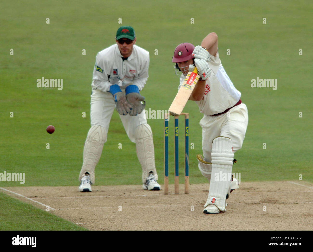 Northamptonshire's Stephen Crook in action against Leicestershire during the Liverpool Victoria County Championship Division Two match at The County Cricket Ground, Wantage Road, Northampton. Stock Photo