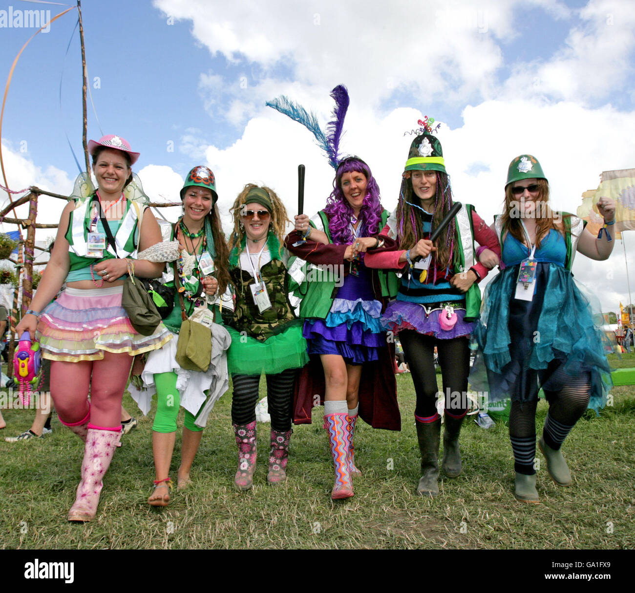 The Green Police pose for a photograph at the 2007 Glastonbury Festival