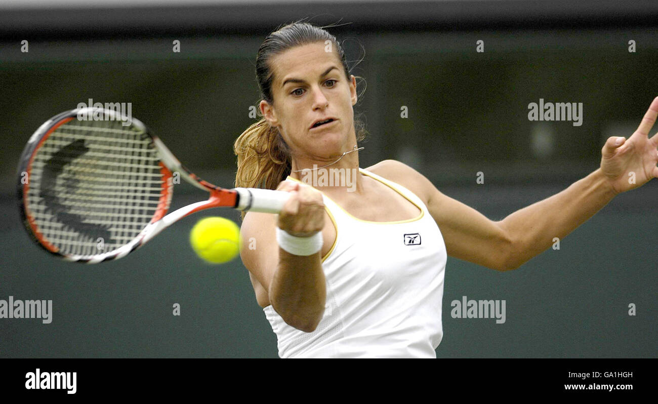 Tennis - Wimbledon Championships 2007 - Day Two - All England Club. France's Amelie Mauresmo in action against USA's Jamea Jackson during The All England Lawn Tennis Championship at Wimbledon. Stock Photo