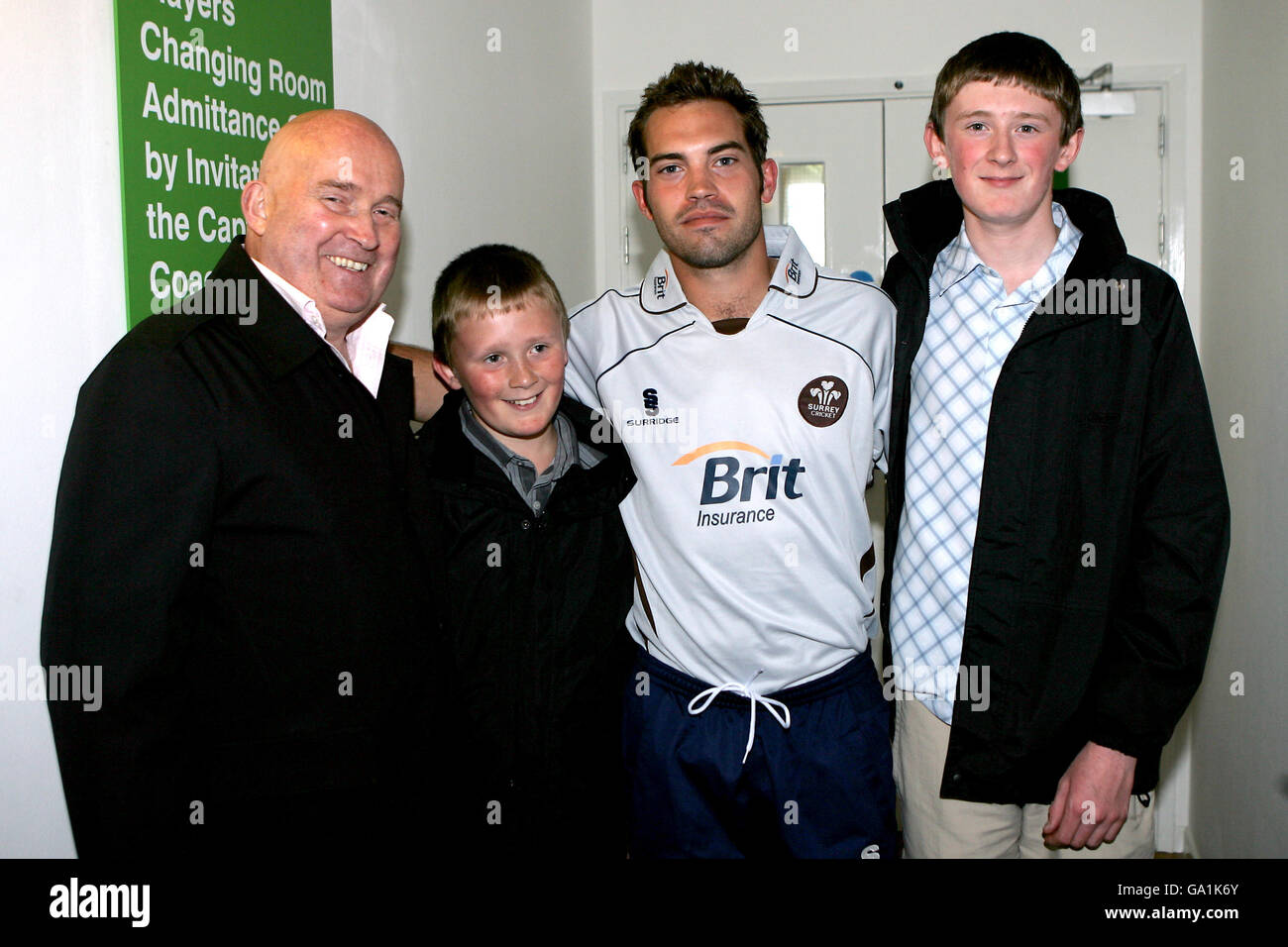 Surrey brown caps james benning poses for photographs hires stock